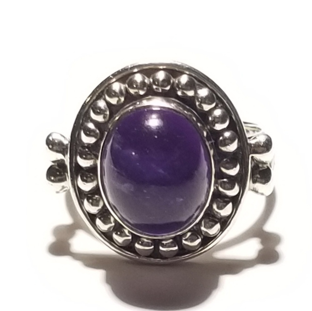 Sterling Silver Amethyst Cabochon Ring